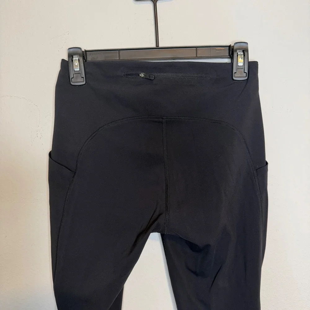 lululemon Run Off Route Mid Rise Crop Leggings Black Size 6 Athleisure